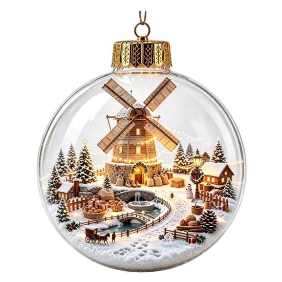 Palline di Plastica per Festa Ornamento Luminoso Storia di Natale, Palla Appesa 3D Luminosa con LED Caldo, Mini Decorazione Festiva da Interno/Esterno Festività