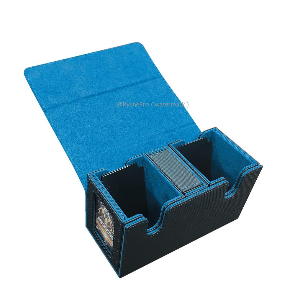 3-in-1 Card Deck Box Holds 200+ Sleeved Card Magnetic Card Case with 2 Commander Display and 1 Dice Tray for MTG TCG Sports