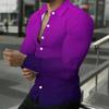 Chemise pour homme à col dégradé violet ton uni manches longues boutonnée