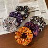Glowing Pumpkin Hair Ties French Scrunchie Halloween Skull Pumpkin Bat Halloween Hair Style Tool Scrunchie