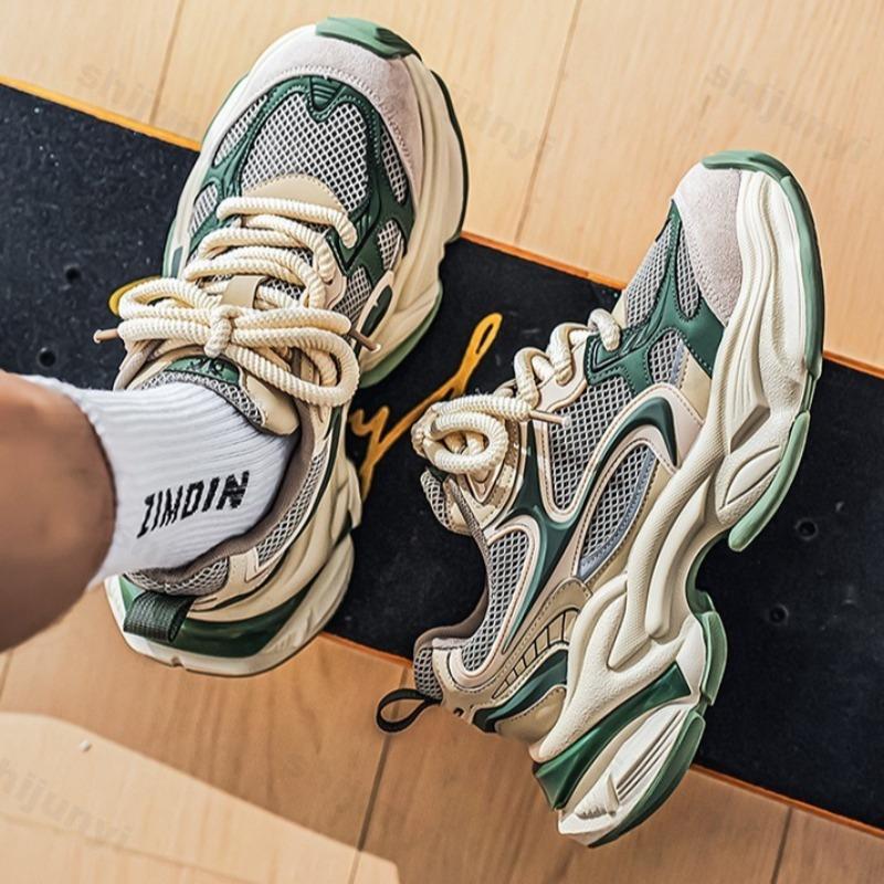 Fashion Mesh Breathable Low Top Thick Soled Niche Design Shoes for Men 2025 Autumn Fashion Trend Versatile Comfortable Platform sneakers