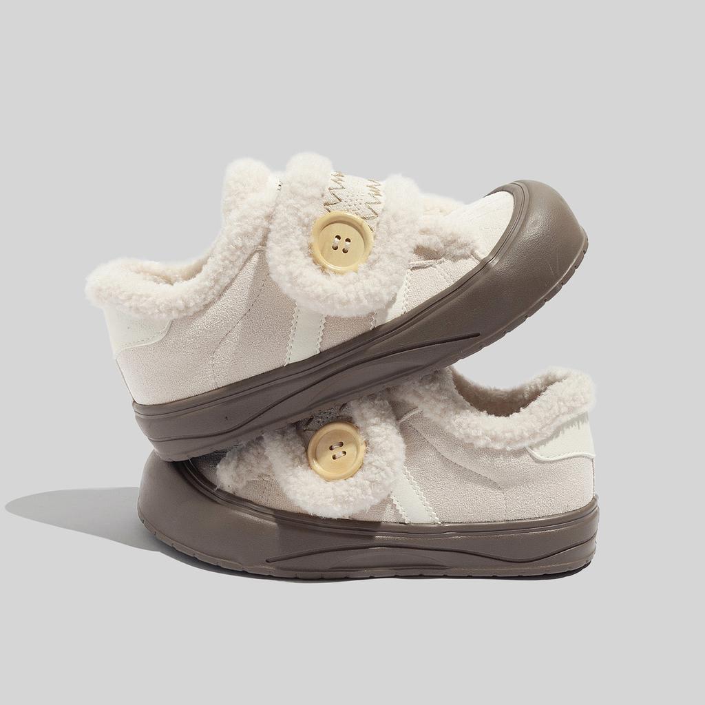 Belle platform Velcro German training shoes winter plush cotton shoes board shoes dad sneakers