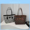 Stylish Vintage Leopard Print Tote Bag For Women Spacious High Capacity Shoulder Bag