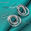 Silver Frosted Triple-Circle Wave Earrings - Women's Jewelry