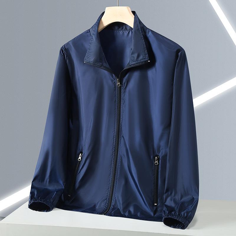 Outdoor summer sun protection shirt for men and women, plus size mom's outfit, thin breathable stand-collar skin shirt, sun-protective jacket