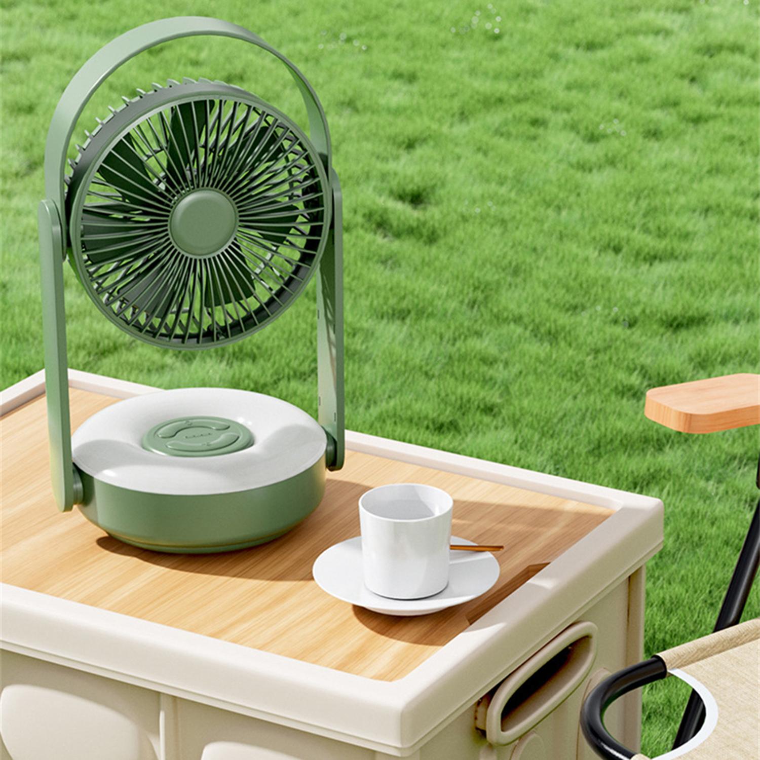 

F62 Home Travel Wall Hanging Fan Summer Cooler Desktop Fan USB Charging with Night Light Function Green
