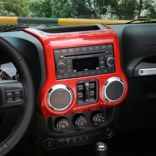 Center Console Dashboard Control Panel Cover Trim For Jeep Wrangler JK Parts Red
