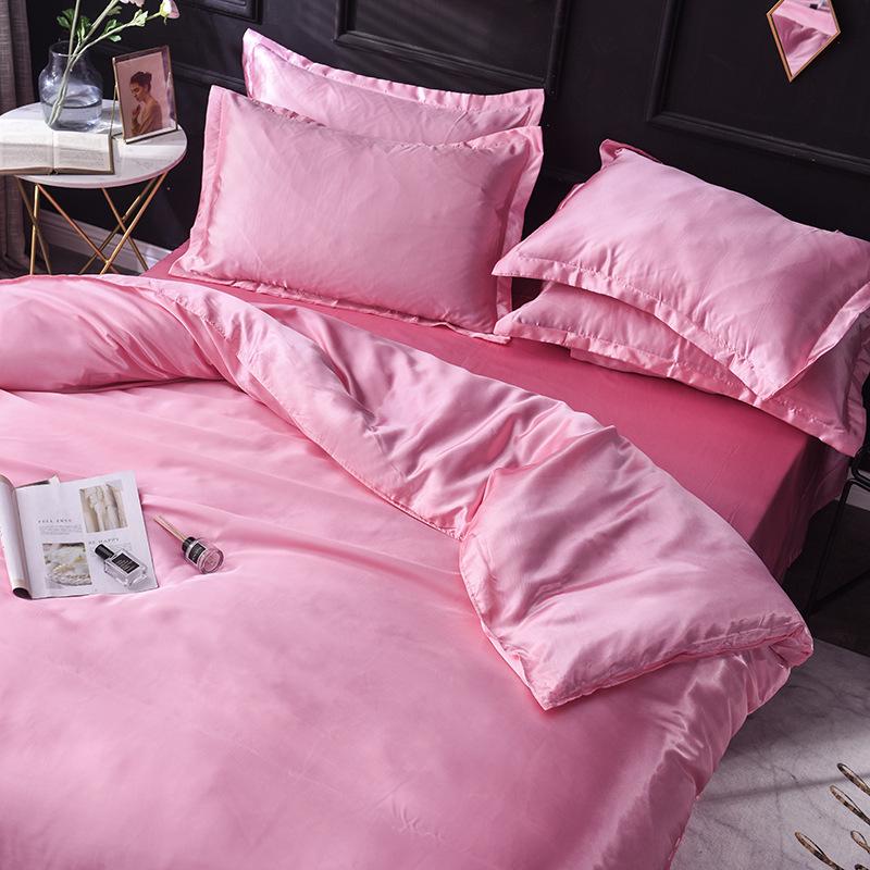 Summer Silk Luxury Plain Color 4-Piece Set - Light and Simple Design