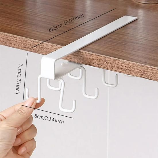 Неперфорированная вешалка для кухонной утвари шкаф железный двухрядный крючок для чашки большая вместительная полка для хранения лопаток белый 685₽