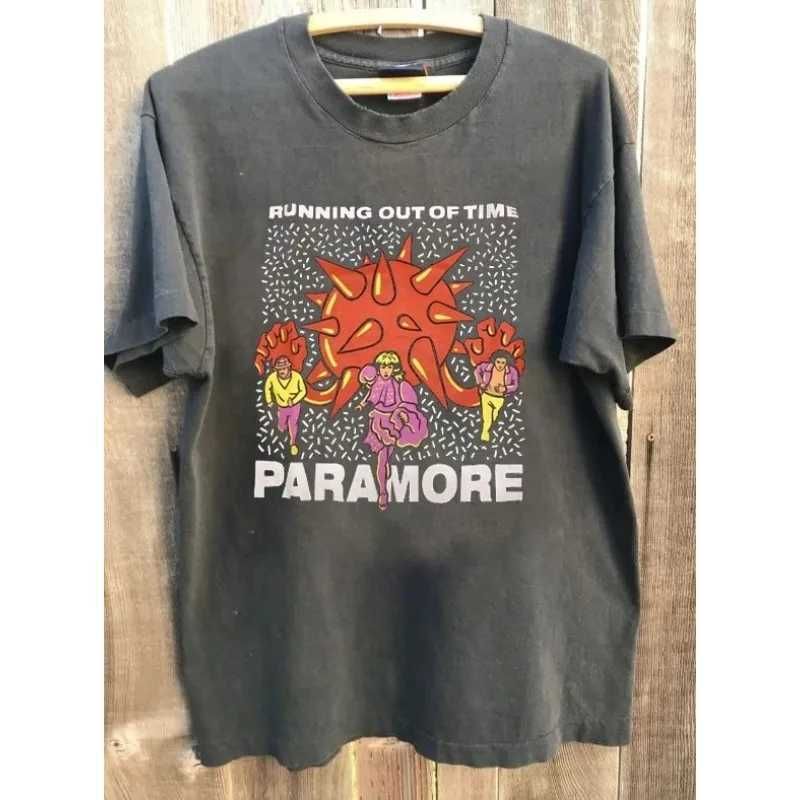 

Summer Men s Pure Cotton Vintage Paramore T-shirt Casual Stylish Loose and Breathable Suitable for Everyday Wear S разноцветный