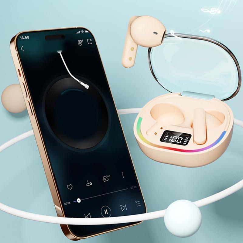 Clear Charging Case Bluetooth-compatible Earbuds With Charging Case Sport EarBuds HiFi Sound Quality LED Display