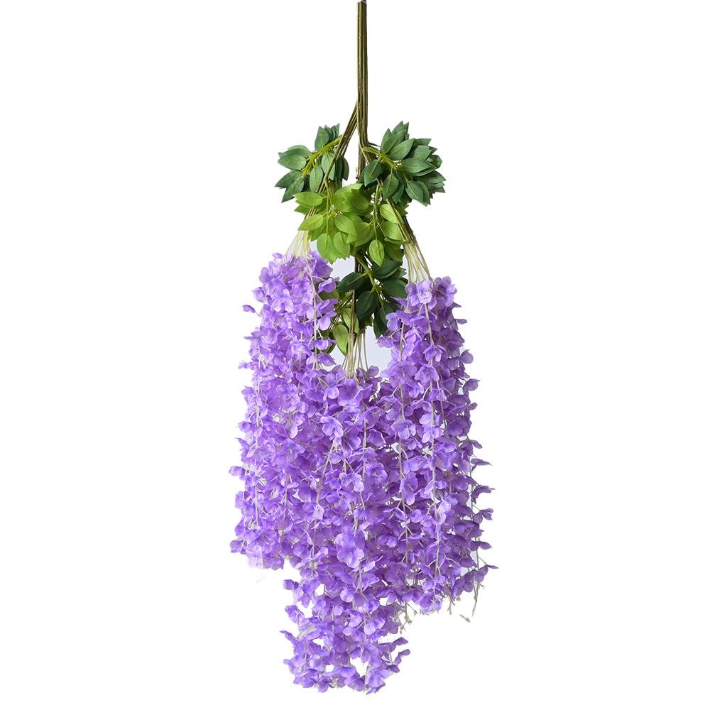 Simulated 6-Leaf Wisteria Flower Fake Flower Violet Ceiling Flower Wisteria Wedding Flower Decorative Vine Decorative Flower Vine