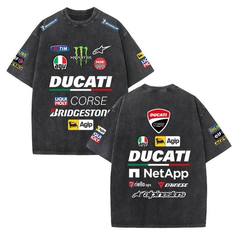 

2026 Лето Ducati F1 Гоночный костюм Red Bull Вестаппен Командная форма Футболка с коротким рукавом Винтажная стирка Футболка с круглым вырезом S