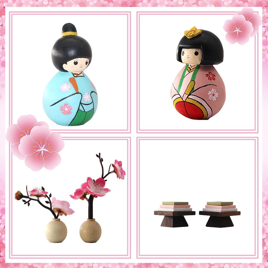 OKBABY Hina Wooden Hina Peach First Royal Paulownia Box Dolls, Dolls, Festival, Festival, Decoration, Compact, Entrance,