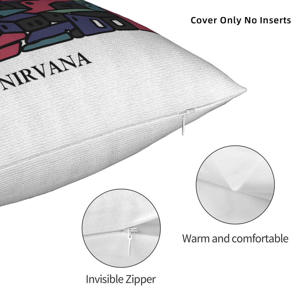 Band Nirvanaed Pillowcases Vintage Pillow Case For Living Room Bed Chair Square Pillow Cover