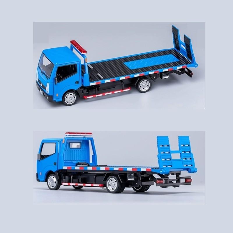 

Simulation Alloy Flatbed Trailer Model Toy With Sound And Functions Light Blue