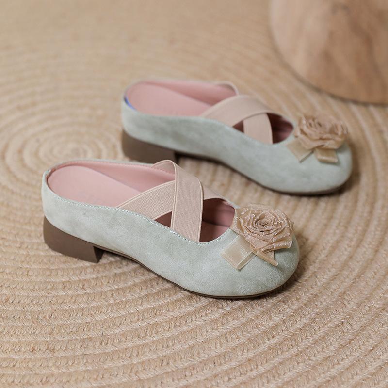 Small Inner Height Increase Bag Head Half Slippers Women's 2025 New Summer Wear a Pedal Sandals Mary Jane Single Shoes