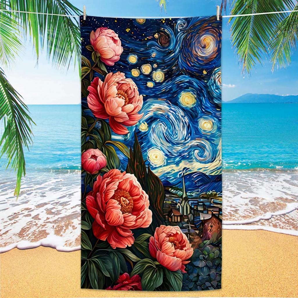 Van Gogh Beach Towel - Quick Dry Anti Sand, Lightweight Microfiber for Swim, Yoga, Travel, Gym