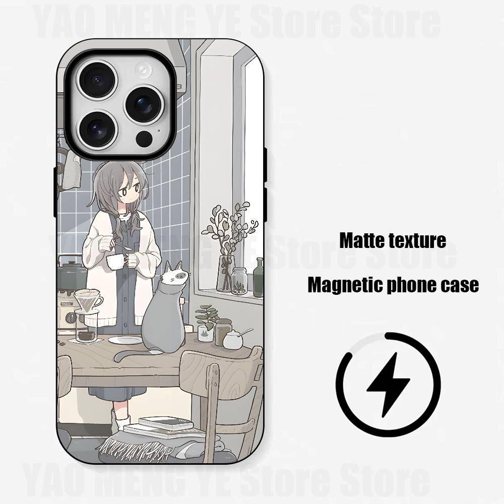 

Warm Daily Life Matte Magnetic For Case For iPhone 17,16,15,14,13,12,11 Pro Plus Mini Max Frosted Cover iPhone13PROMAX