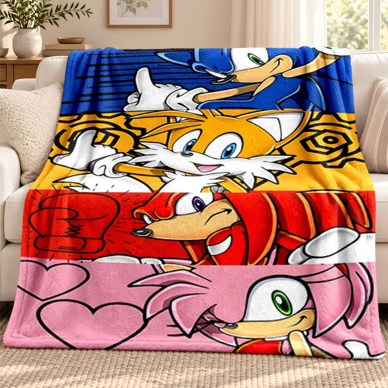 Sonic blanket Flannel Blanket Soft Cozy Plush Throw for Sofa Bed Lightweight Home Decoration Outdoor camping