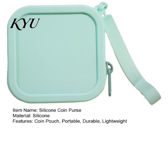 Soft Silicone Key Organizer Coin Pouch with Zipper And Wrist Strap, Square Shockproof Mini Change Holder Storage Bag, Lightweight Compact Purse