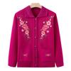 Middle-aged mother autumn and winter embroidered cardigan sweater the elderly cardigan knitted sweater jacket grandma top