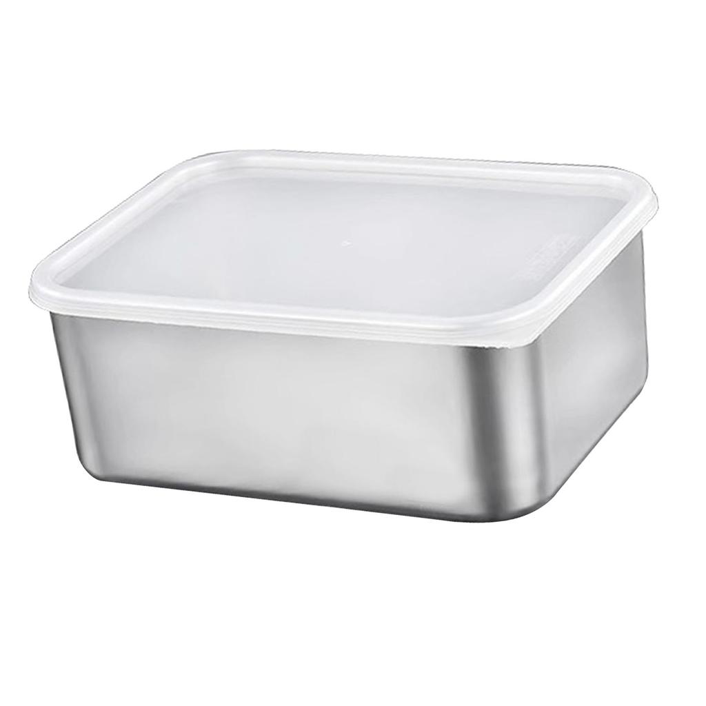 Food Storage Container with Lid 304 Stainless Steel Square Lunch Container for Fridge Outdoor