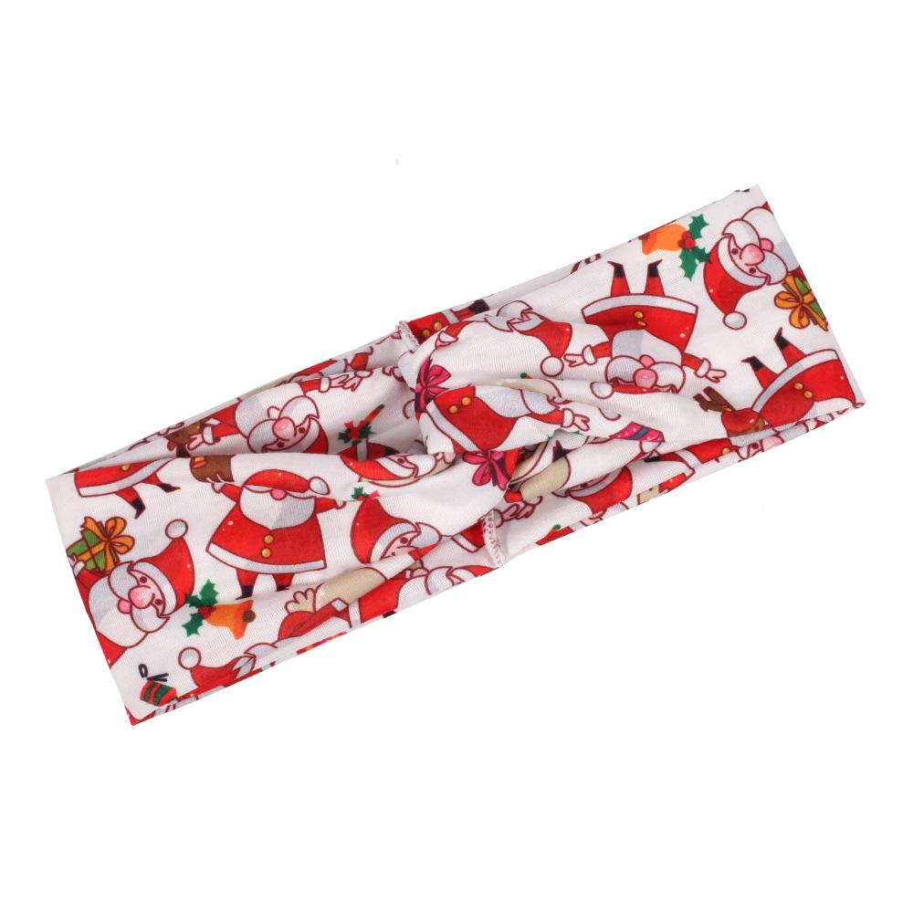 Elastisches Weihnachts-Stirnband mit Santa-, Glocken- und Rentier-Print