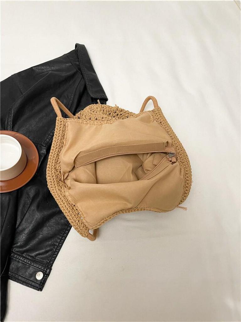 Women's Large Capacity Straw Woven One-Shoulder Crossbody Tote Bag - Versatile, Fashionable, Summer Commute Essential