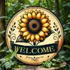 Metal Wall Art Sunflower Welcome Sign Rustic Aluminum Plaque Home Outdoor Decor