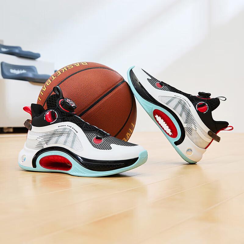Anta Kids Non-Slip Shock Absorbing Wear-Resistant Low-Top Basketball Shoes Kids sneakers White Black 312411109-3