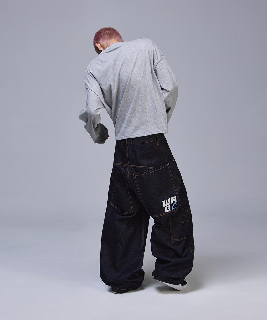 SCALLYWAG Double Knee Baggy Carpenter Raw Denim [Indigo]