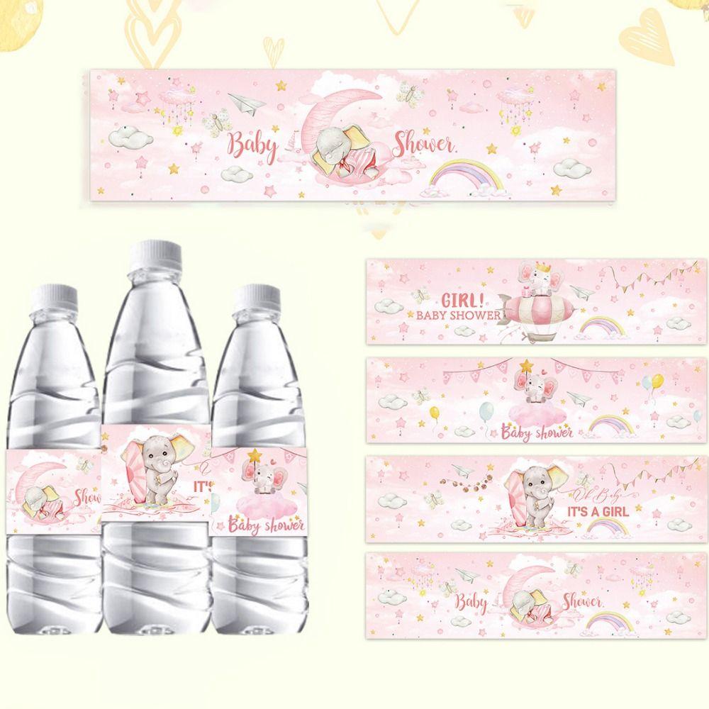 

24pcs/set Cute Watercolor Elephant Bottle Sticker Cartoon Party Stickers Decoration Props розовый