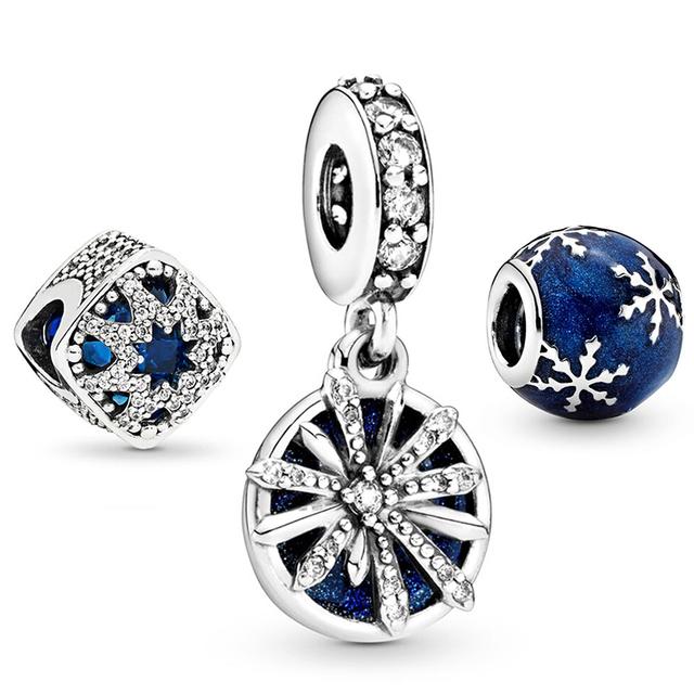 3pcs /Lot Blue Enamel Globe Charms Beads Star Pendant Fit Diy Brand Charm Bracelets Necklaces For Women Fashion Jewelry Making