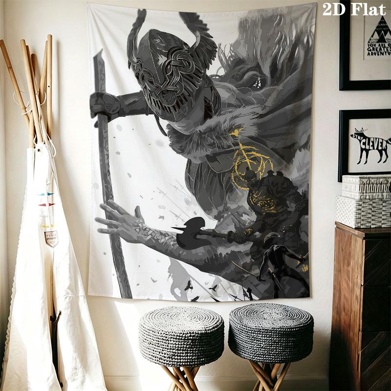 Elden Ring Dawn Wall Hanging Printed Fabric Blanket Decorative Tapestries for Bedroom Living Room Home Decor