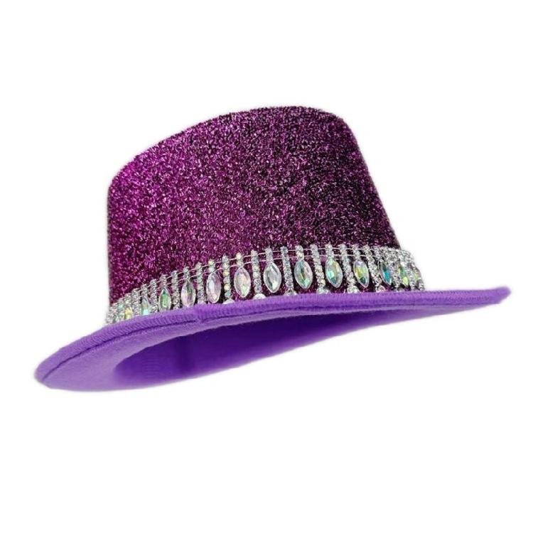 Eye Catching Rhinestones Tall Hat Cosplay Hat Stage Show Hat Halloween Costume Ceremony Hat Evening Party Magicians Hat