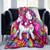 1pc Hello Kitty Riding a Unicorn Cartoon Blanket, Soft Throw for Home Decor, Gift Idea, Living Room, Travel, Camping, Car Blankets, Beach, Office Naps