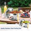 Round Stainless Steel Buffet Stove - Golden Food Warmer for Hotels & Restaurants