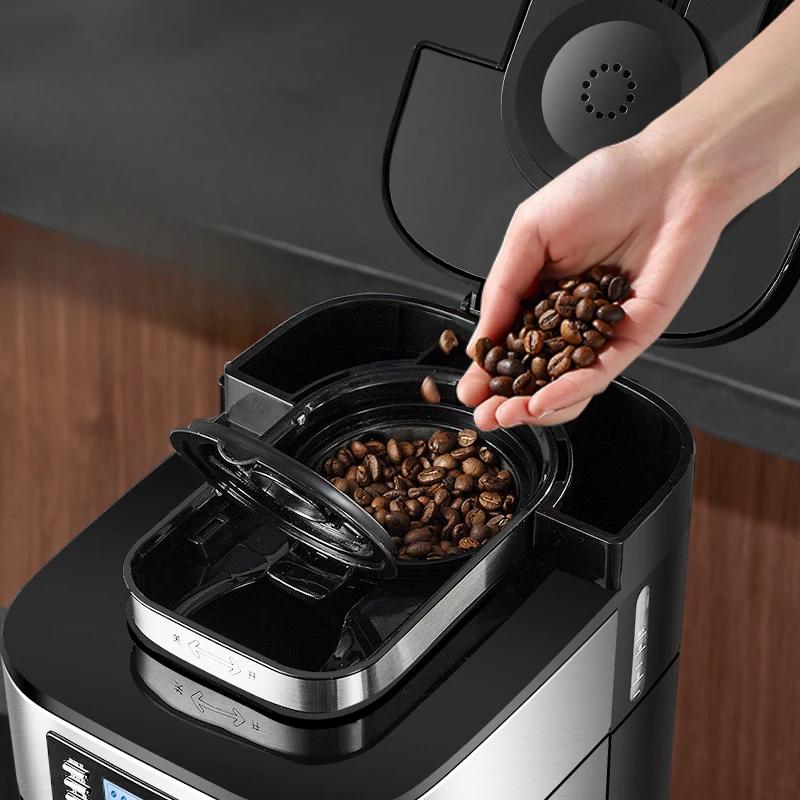 Cafetera de Goteo 220V para el Hogar Automática Pantalla LED Molinillo de Granos Molienda Fresca Café Té Leche