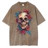 Heavyweight Cotton T Shirts Realistic Skull Graphic Disssed
