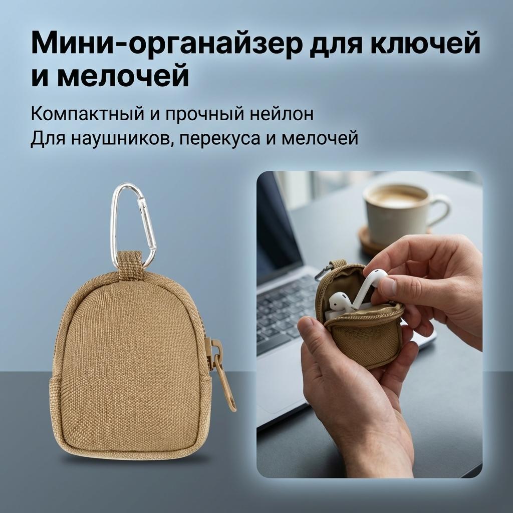 Men's Mini Multifunctional Key Pouch Durable Nylon for Headphones Snacks Pet Supplies