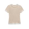 Kaslead New Arrival Women's Fashion Style Stylish Simple and Versatile Casual Double Layer T-shirt 5644318