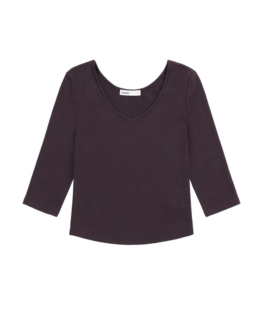 Pepeulli V-Neck 3/4 Sleeve Tee (Purple)