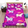 Vibrant Blue Zebra Print Duvet Cover Set Playful Stylish Bedding Suitable Children Kids And Adults Warm Soft And Breathable