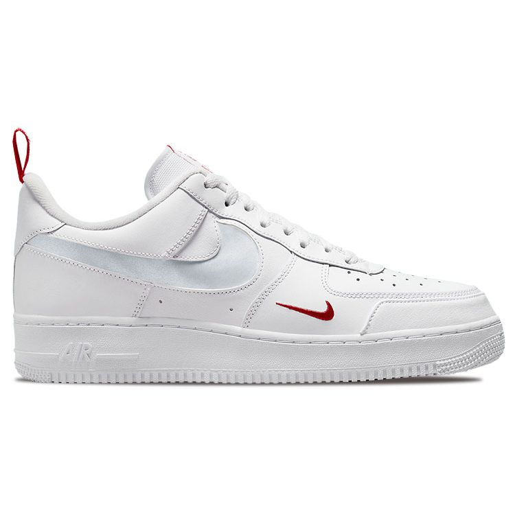 Nike Air Force 1 Low Cut Out Swoosh - White Men Sneakers University-Red DO6709-100