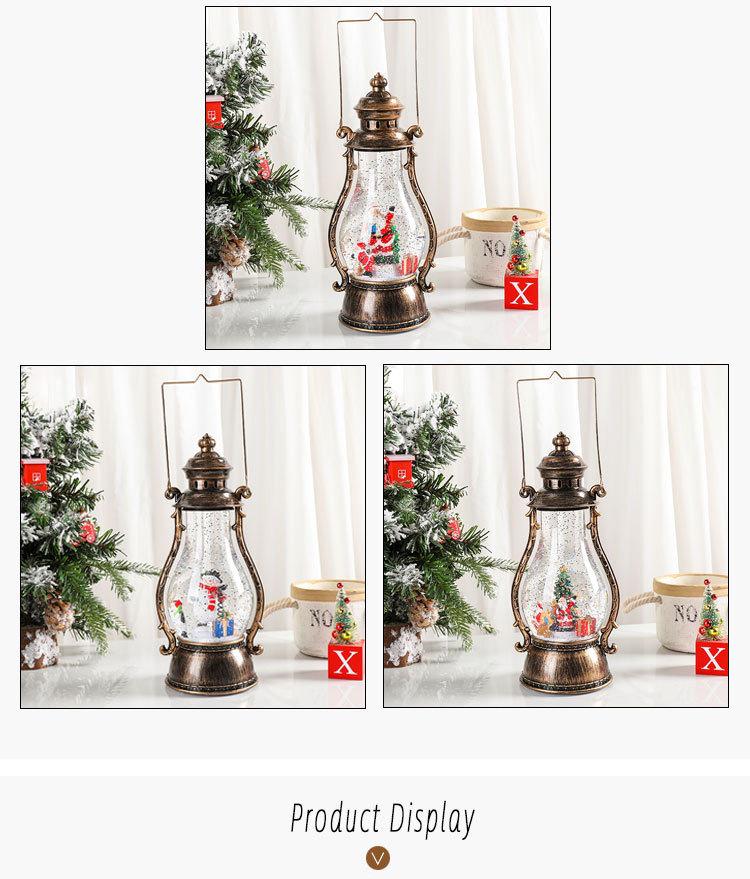 Rotating Christmas Lantern with Music, Snowfall Effect, Luminous Handheld Oil Lamp Decoration