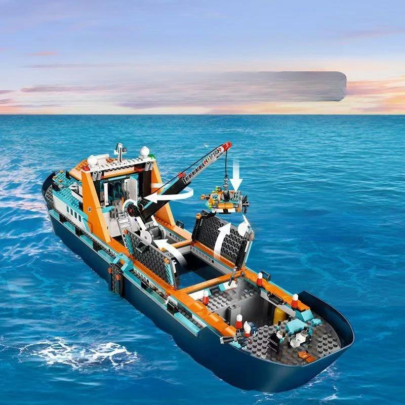 Byggeklosser Arctic Explorer Ship Killer Ozean Whale Shark Barneleker Monteringsgave