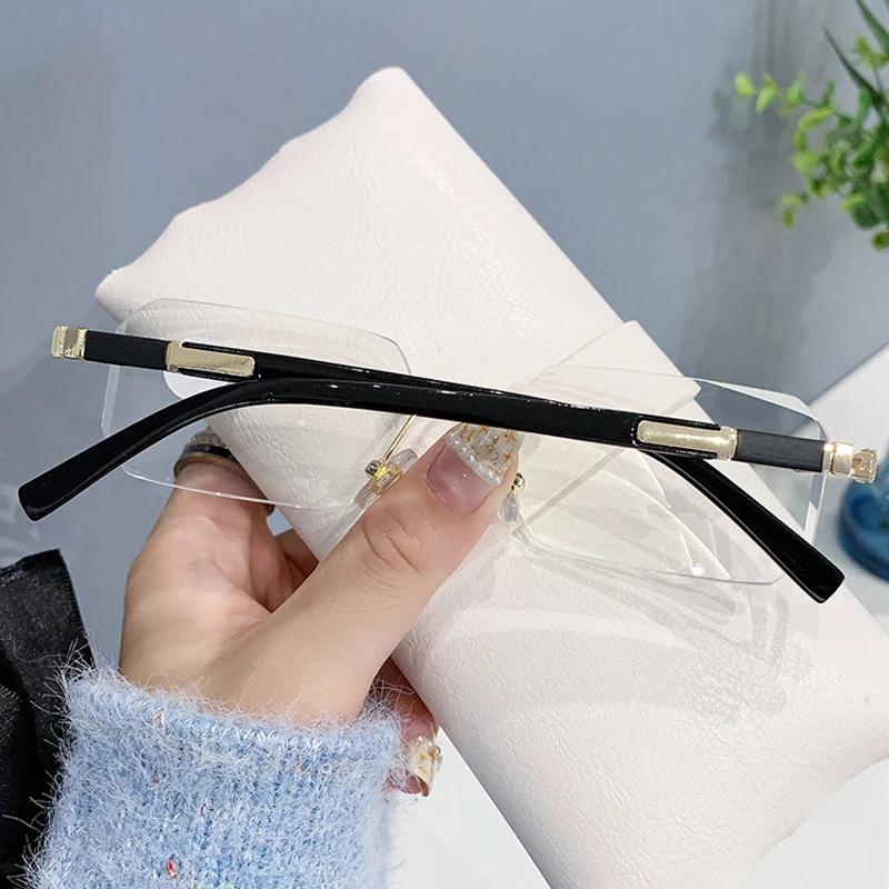 Vintage Square Frameless Frame Reading Glasses Anti-blue Light Presbyopia Eyewear Business Far Sight Eyeglasses Diopter To +4.0