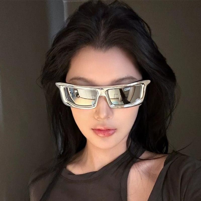 New Style Y2K Sun Glasses Fashion Trend Personalized Silver Cyberpunk Sunglasses Hip Hop Shape Eyeglasses