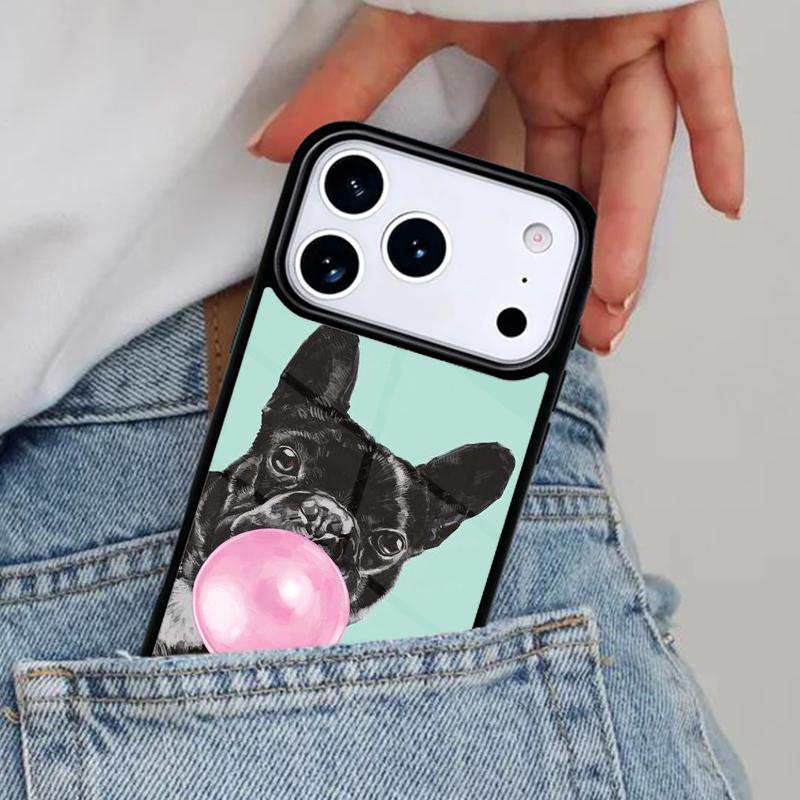 Cartoon French Bulldog Soft Phone Case for iPhone 16e 15 14 13 12 17 Pro Max Plus Air 17pro Cover Coque